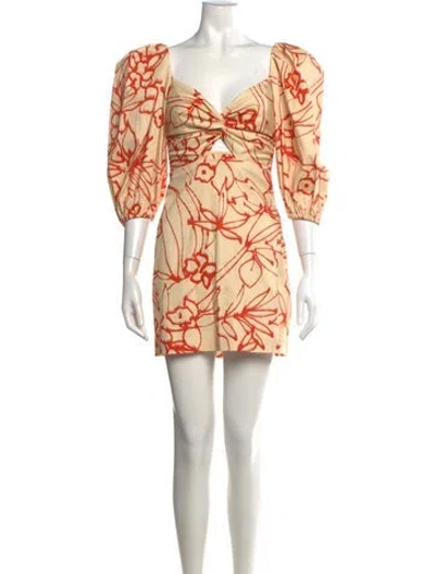 Pre-owned Alexis Floral Print Mini Dress In Neutral