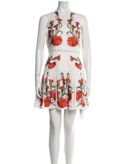 Pre-owned Alexis Floral Print Mini Dress In Neutrals