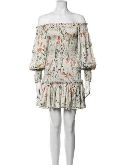 Pre-owned Alexis Floral Print Mini Dress In Neutrals