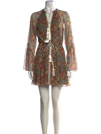 Pre-owned Alexis Floral Print Mini Dress In Neutrals