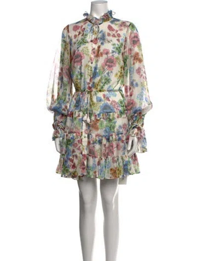 Pre-owned Alexis Floral Print Mini Dress In Neutrals