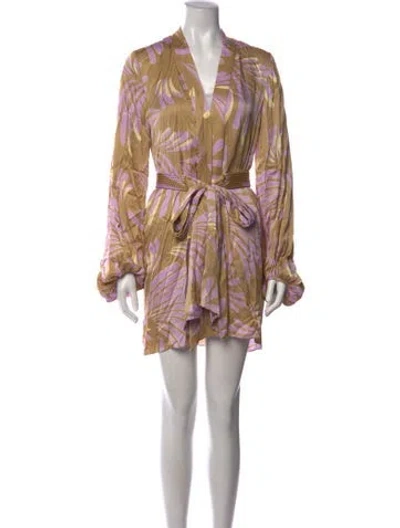 Pre-owned Alexis Floral Print Mini Dress In Neutrals/purple