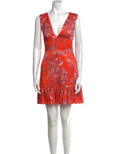 Pre-owned Alexis Floral Print Mini Dress In Orange