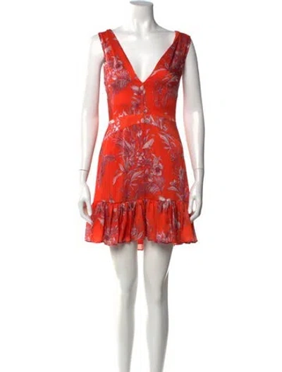 Pre-owned Alexis Floral Print Mini Dress In Orange