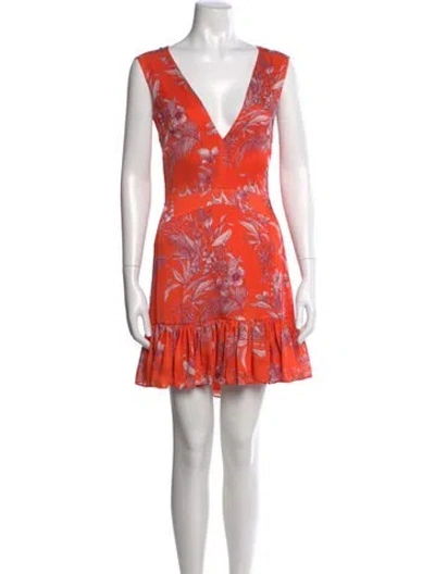 Pre-owned Alexis Floral Print Mini Dress In Orange