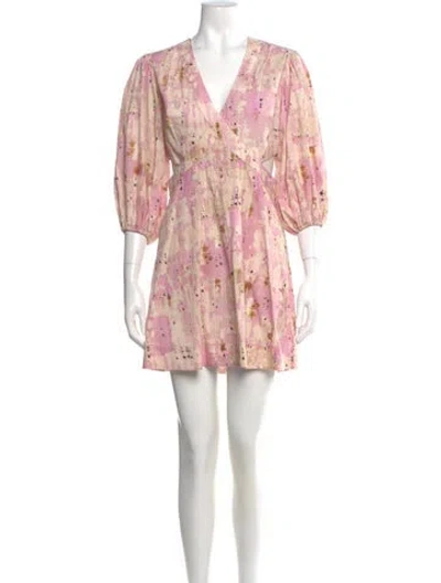 Pre-owned Alexis Floral Print Mini Dress In Pink