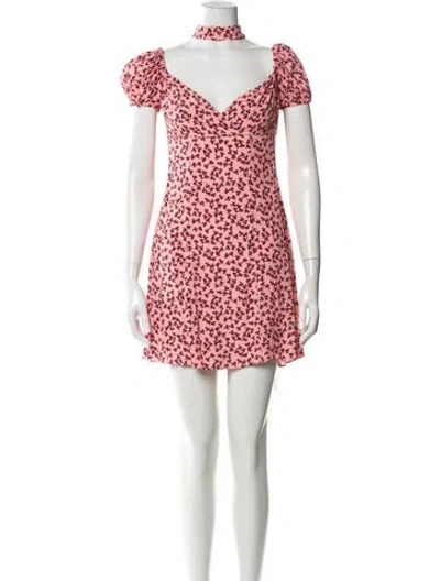 Pre-owned Alexis Floral Print Mini Dress In Pink
