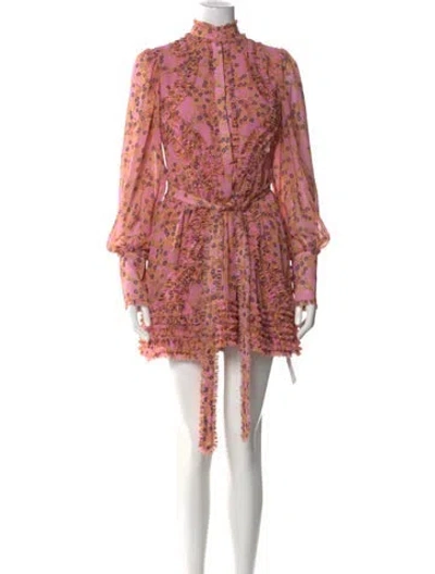 Pre-owned Alexis Floral Print Mini Dress In Pink