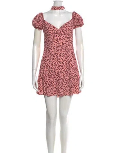 Pre-owned Alexis Floral Print Mini Dress In Pink