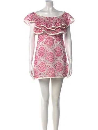 Pre-owned Alexis Floral Print Mini Dress In Pink/white