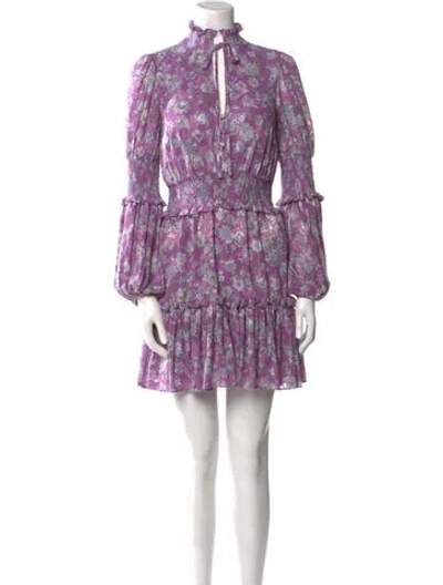 Pre-owned Alexis Floral Print Mini Dress In Purple