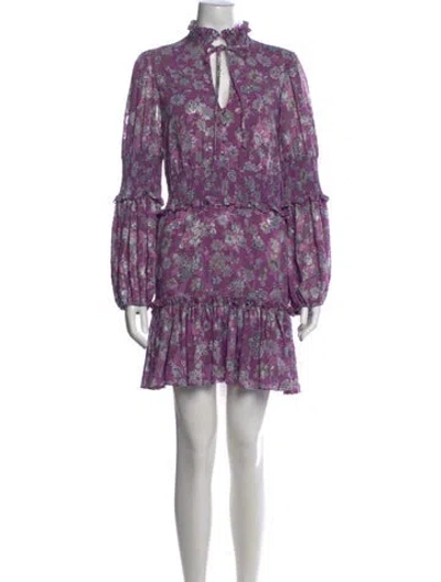 Pre-owned Alexis Floral Print Mini Dress In Purple