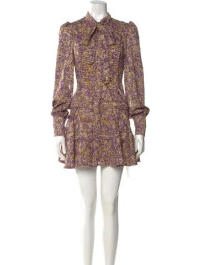 Pre-owned Alexis Floral Print Mini Dress In Purple