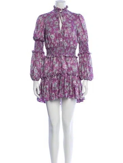 Pre-owned Alexis Floral Print Mini Dress In Purple