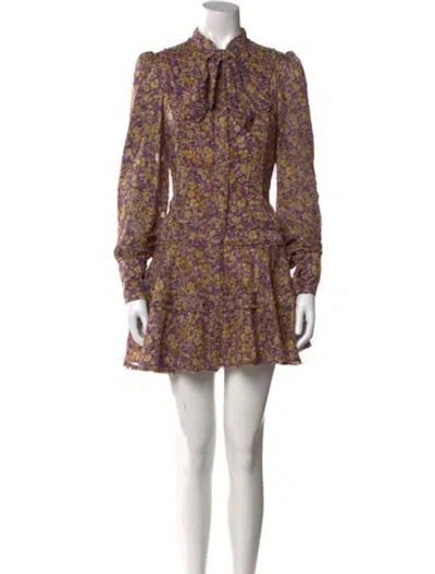 Pre-owned Alexis Floral Print Mini Dress In Purple