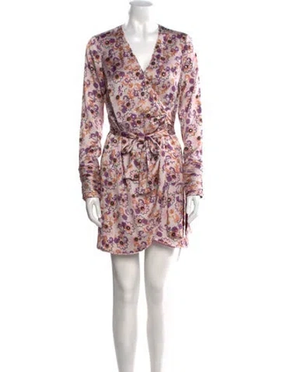 Pre-owned Alexis Floral Print Mini Dress In Purple