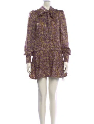 Pre-owned Alexis Floral Print Mini Dress In Purple