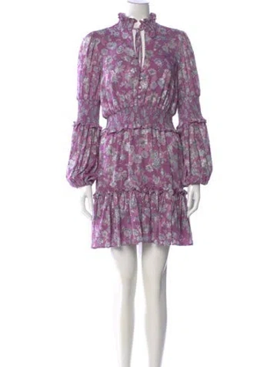 Pre-owned Alexis Floral Print Mini Dress In Purple