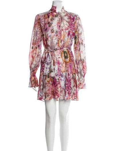 Pre-owned Alexis Floral Print Mini Dress In Purple