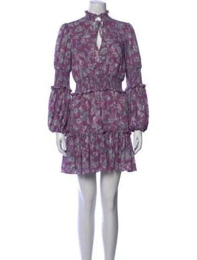 Pre-owned Alexis Floral Print Mini Dress In Purple