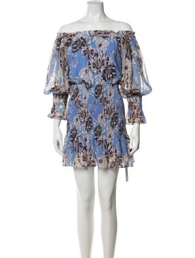 Pre-owned Alexis Floral Print Mini Dress In Purple