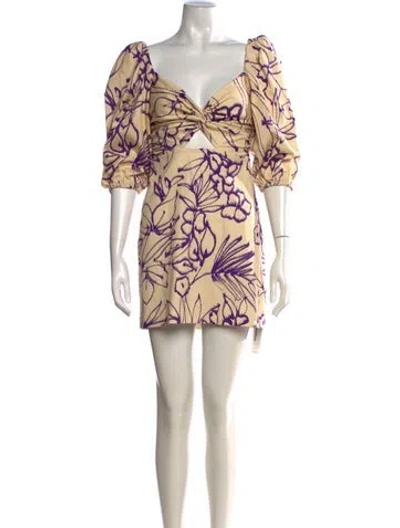 Pre-owned Alexis Floral Print Mini Dress In Purple