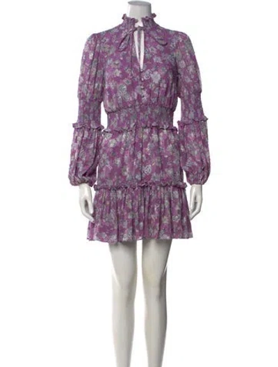 Pre-owned Alexis Floral Print Mini Dress In Purple
