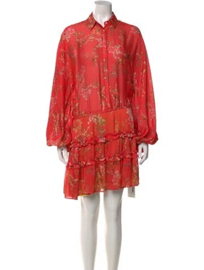Pre-owned Alexis Floral Print Mini Dress In Red