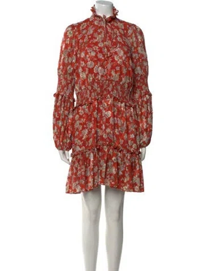 Pre-owned Alexis Floral Print Mini Dress In Red