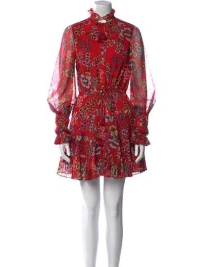 Pre-owned Alexis Floral Print Mini Dress In Red