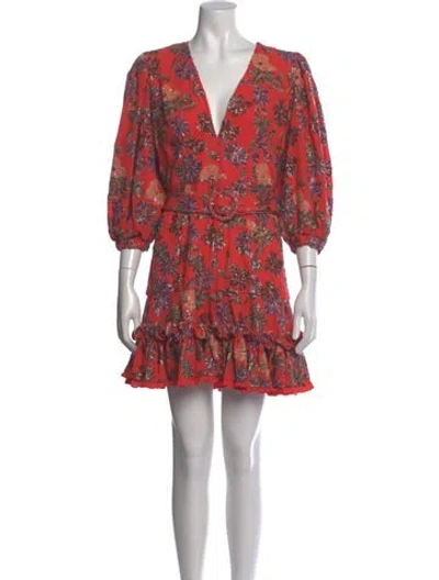 Pre-owned Alexis Floral Print Mini Dress In Red