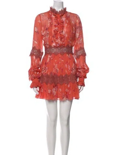 Pre-owned Alexis Floral Print Mini Dress In Red