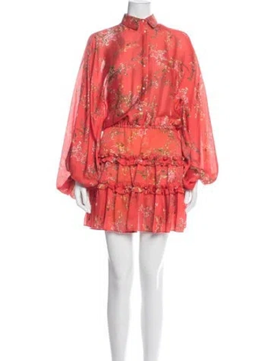 Pre-owned Alexis Floral Print Mini Dress In Red