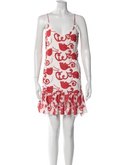 Pre-owned Alexis Floral Print Mini Dress In Red