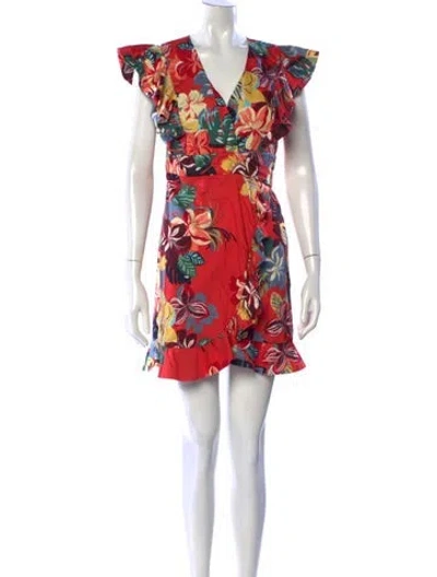 Pre-owned Alexis Floral Print Mini Dress In Red
