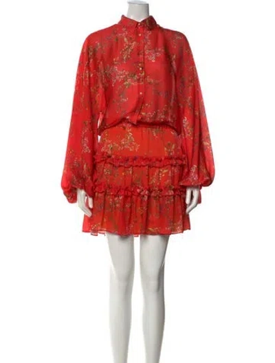 Pre-owned Alexis Floral Print Mini Dress In Red