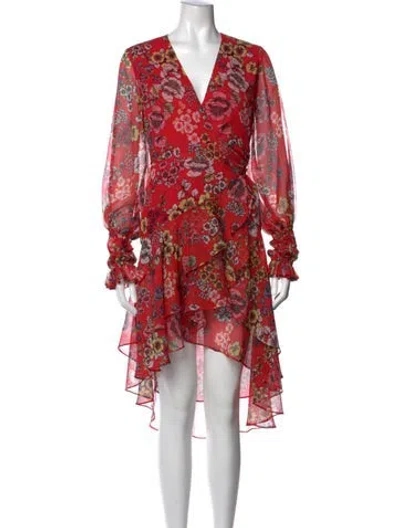 Pre-owned Alexis Floral Print Mini Dress In Red