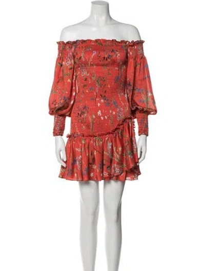 Pre-owned Alexis Floral Print Mini Dress In Red