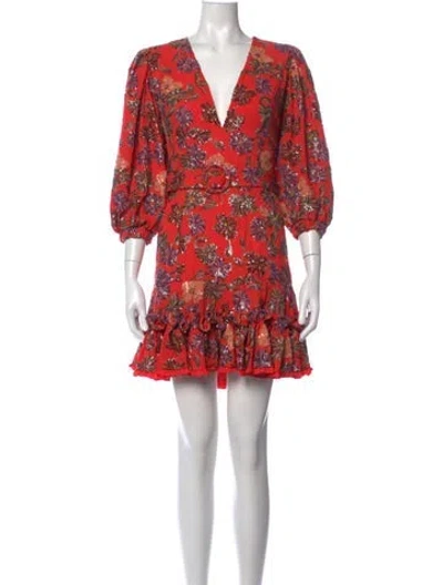 Pre-owned Alexis Floral Print Mini Dress In Red