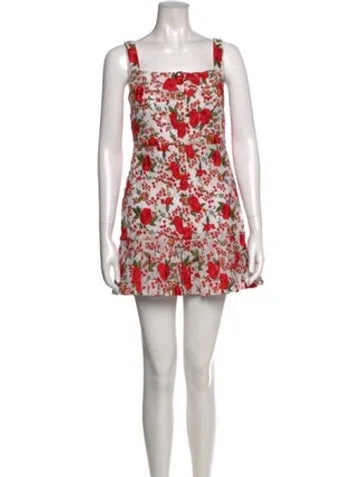 Pre-owned Alexis Floral Print Mini Dress In Red/white