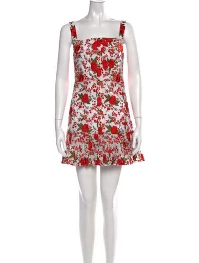 Pre-owned Alexis Floral Print Mini Dress In Red/white