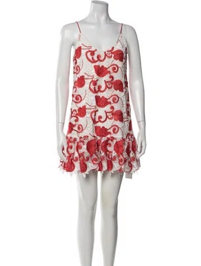 Pre-owned Alexis Floral Print Mini Dress In Red/white