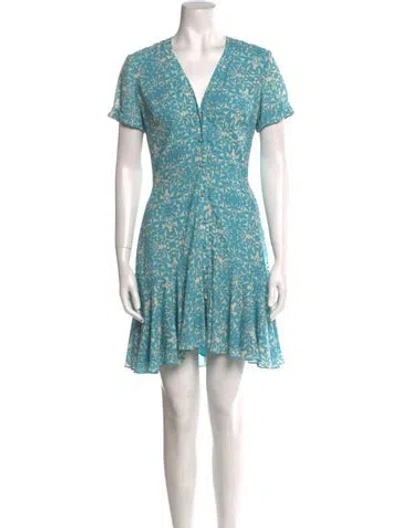 Pre-owned Alexis Floral Print Mini Dress W/ Tags In Blue