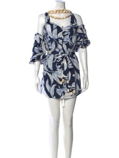 Pre-owned Alexis Floral Print Mini Dress W/ Tags In Blue/green/neutrals