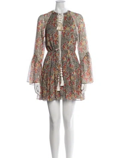 Pre-owned Alexis Floral Print Mini Dress W/ Tags In Green