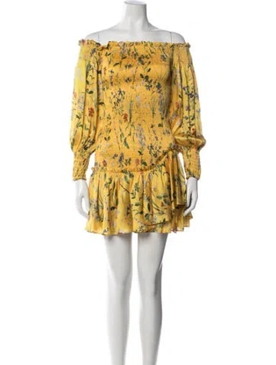 Pre-owned Alexis Floral Print Mini Dress W/ Tags In Yellow