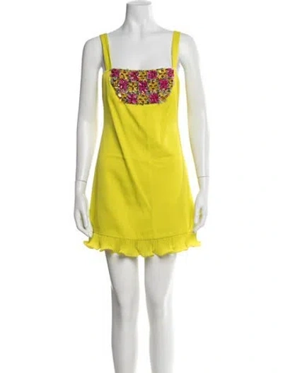 Pre-owned Alexis Floral Print Mini Dress W/ Tags In Yellow