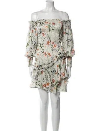 Pre-owned Alexis Floral Print Mini Dress In White