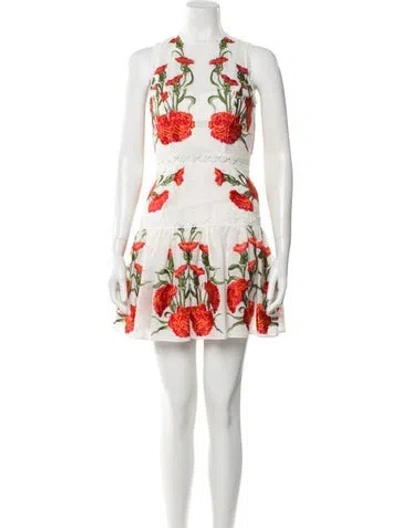 Pre-owned Alexis Floral Print Mini Dress In White