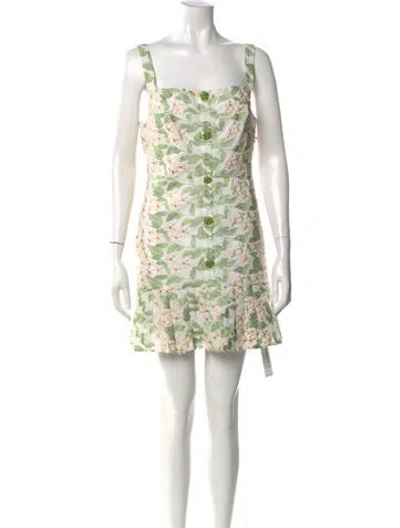 Pre-owned Alexis Floral Print Mini Dress In White